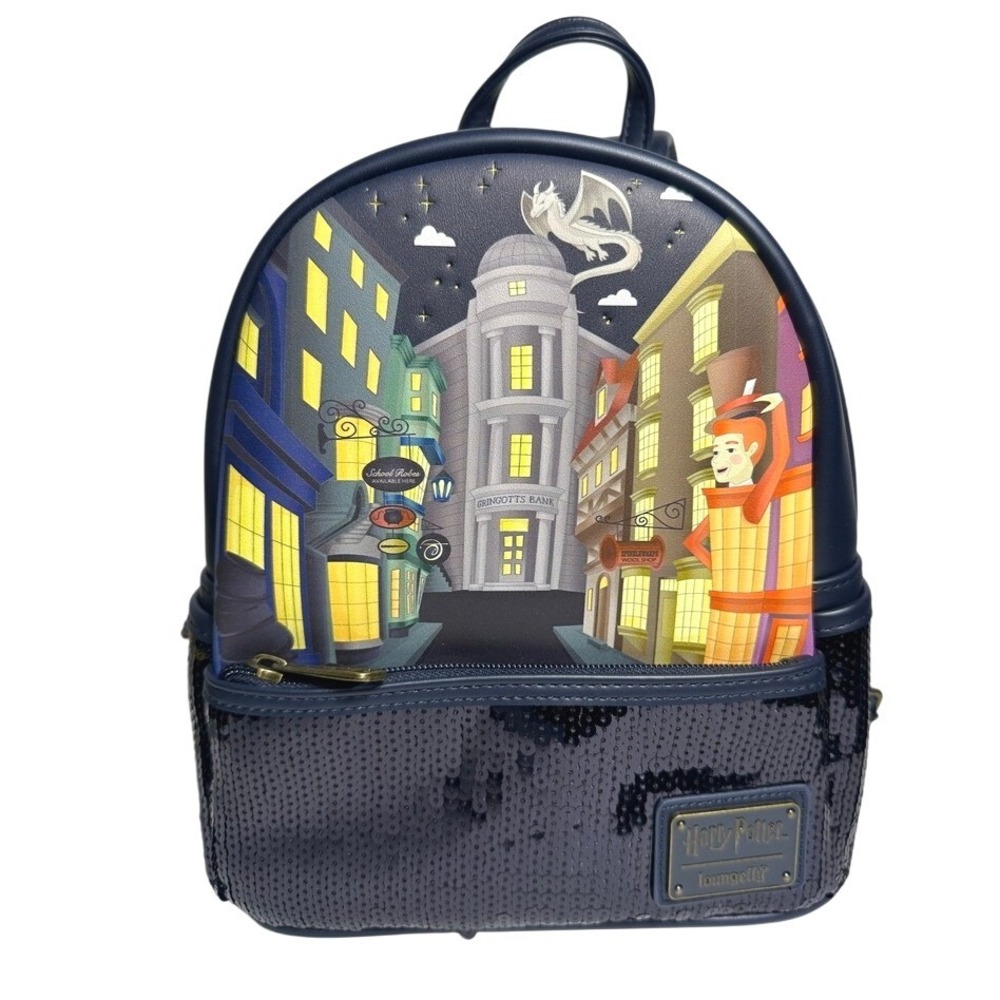 Loungefly Harry Potter‎ Diagon Alley Sequin Mini Backpack Gringotts bank NWT